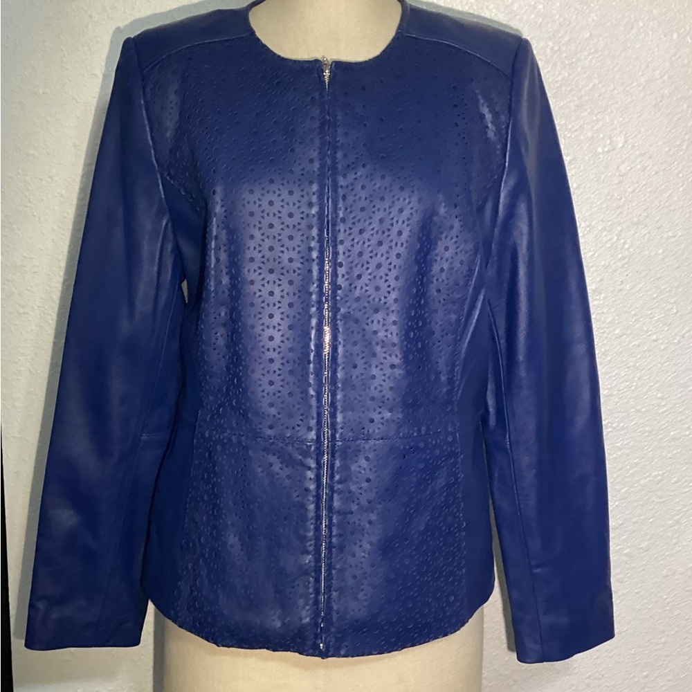 Isaac mizrahi leather zip up jacket 14
